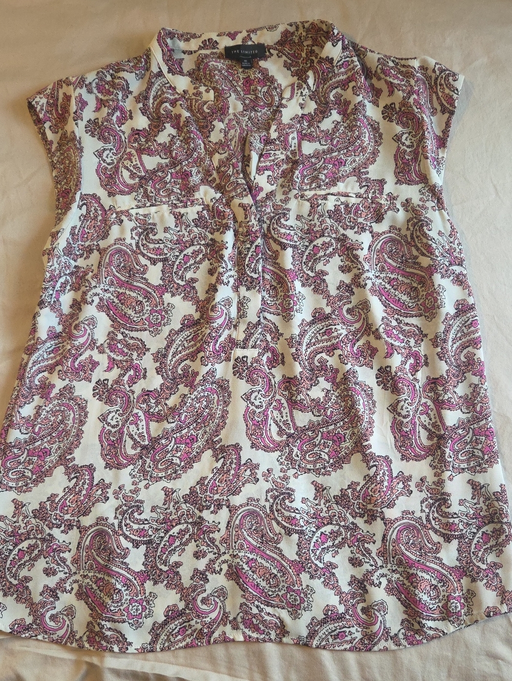 The Limited Sleeveless Paisley Print Woman's Dress - Cream & Pink